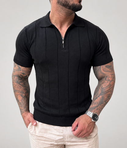 Camisa Polo Meia Zíper Masculina Elegante em Tecido Nobre